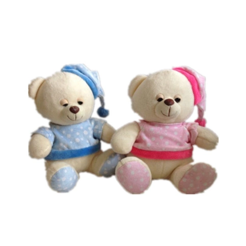 Two Colours Snoring Bears with Pajamas and Nightcaps Plush Baby Toys