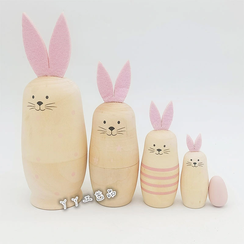 Easter Wooden Craft Bunny Toys Rabbit Decoration Christmas Gift Easter Egg Kids Promotional Gifts