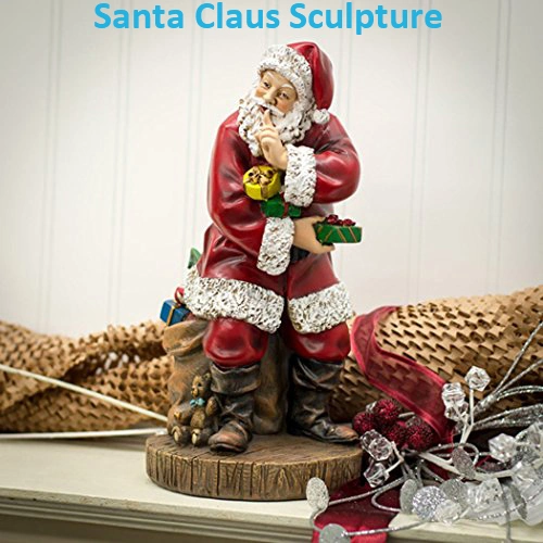 Waterproof Outdoor Christmas Decoration Fiberglass Resin Santa Claus with Gift Box Statue for Sale