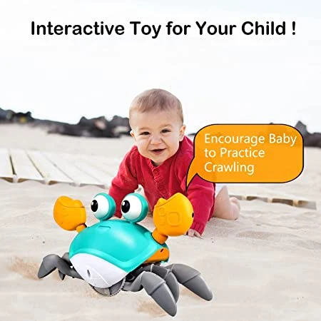 Crawling Crab Baby Toys Tummy Time Toys, Automatically Avoid Obstacles Crab Toy Infants Toys with Music and Light up Interactive Baby Toys Infant Toys Baby